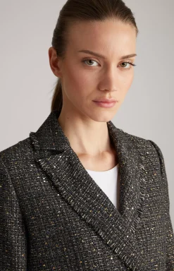 Tweed Blazer Jacket in Black/Grey/Gold