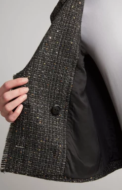 Tweed Blazer Jacket in Black/Grey/Gold