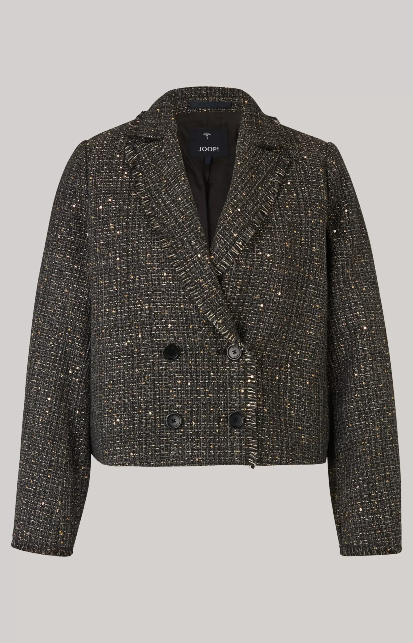 Tweed Blazer Jacket in Black/Grey/Gold
