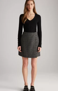 Tweed Skirt in Black/Grey/Gold
