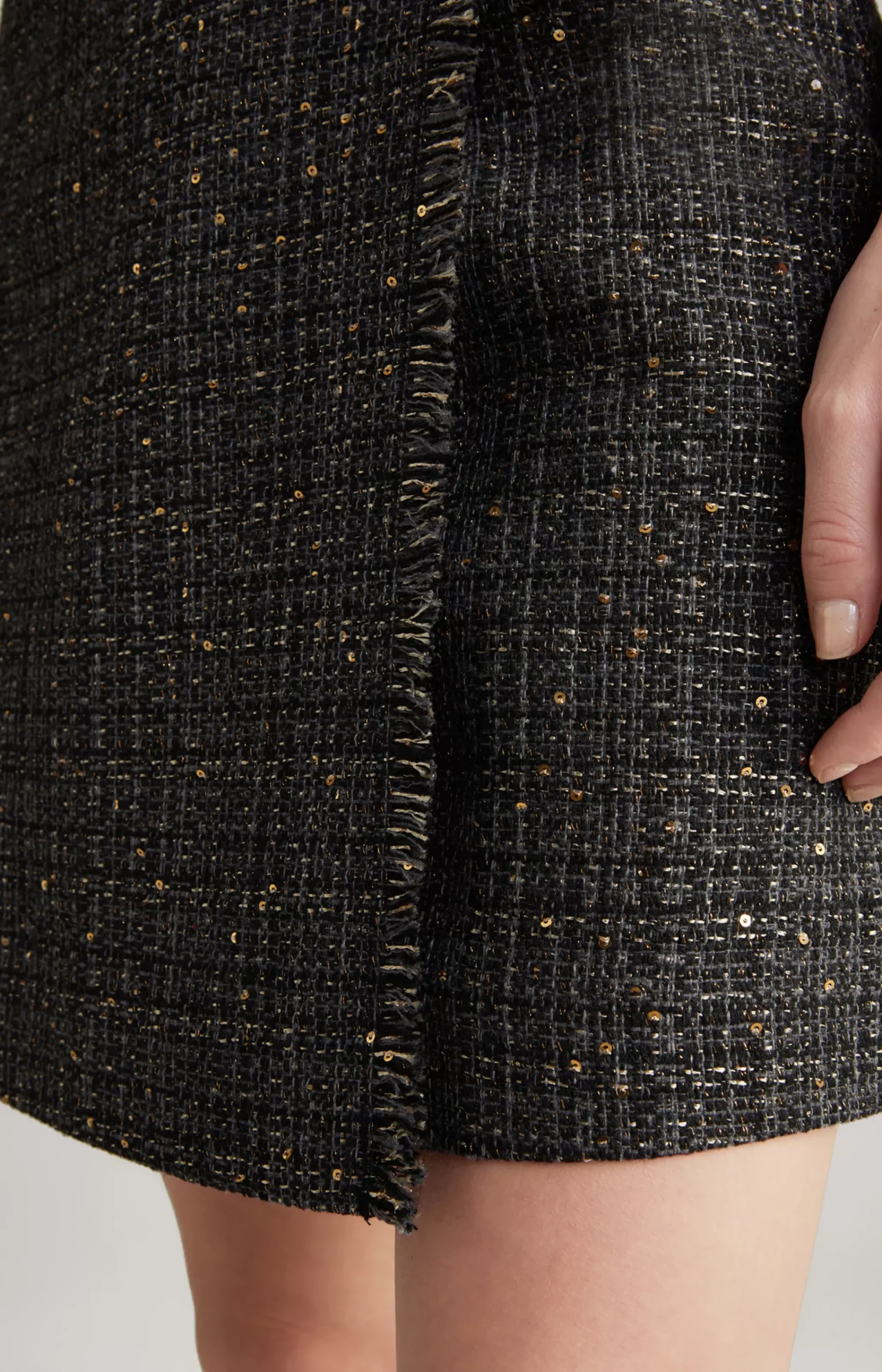 Tweed Skirt in Black/Grey/Gold