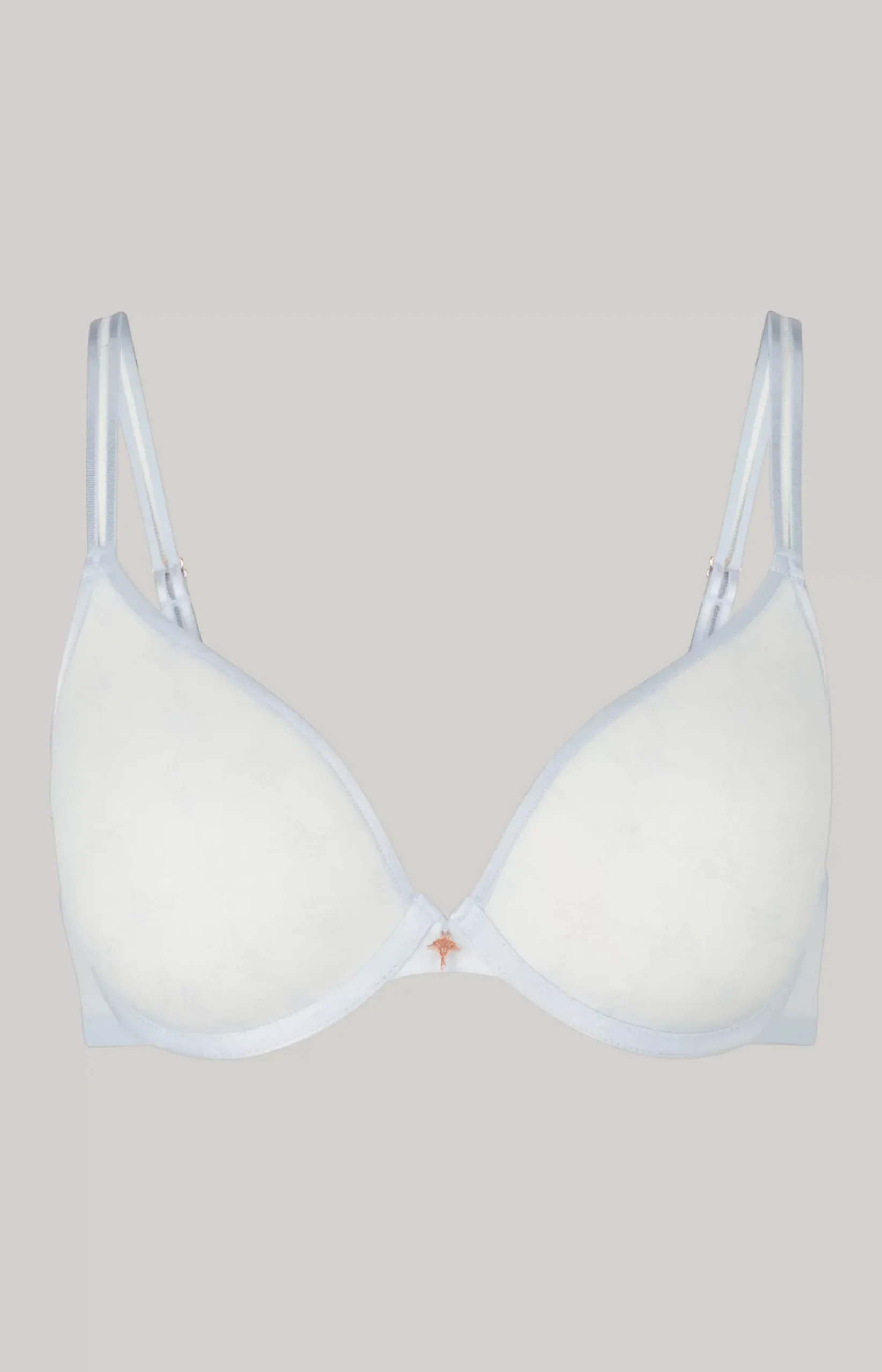 Underwire bra with soft cups and lace in heather blue/ecru