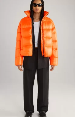 Unisex Quilted Jacket in Orange