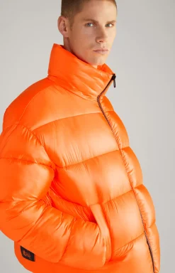 Unisex Quilted Jacket in Orange