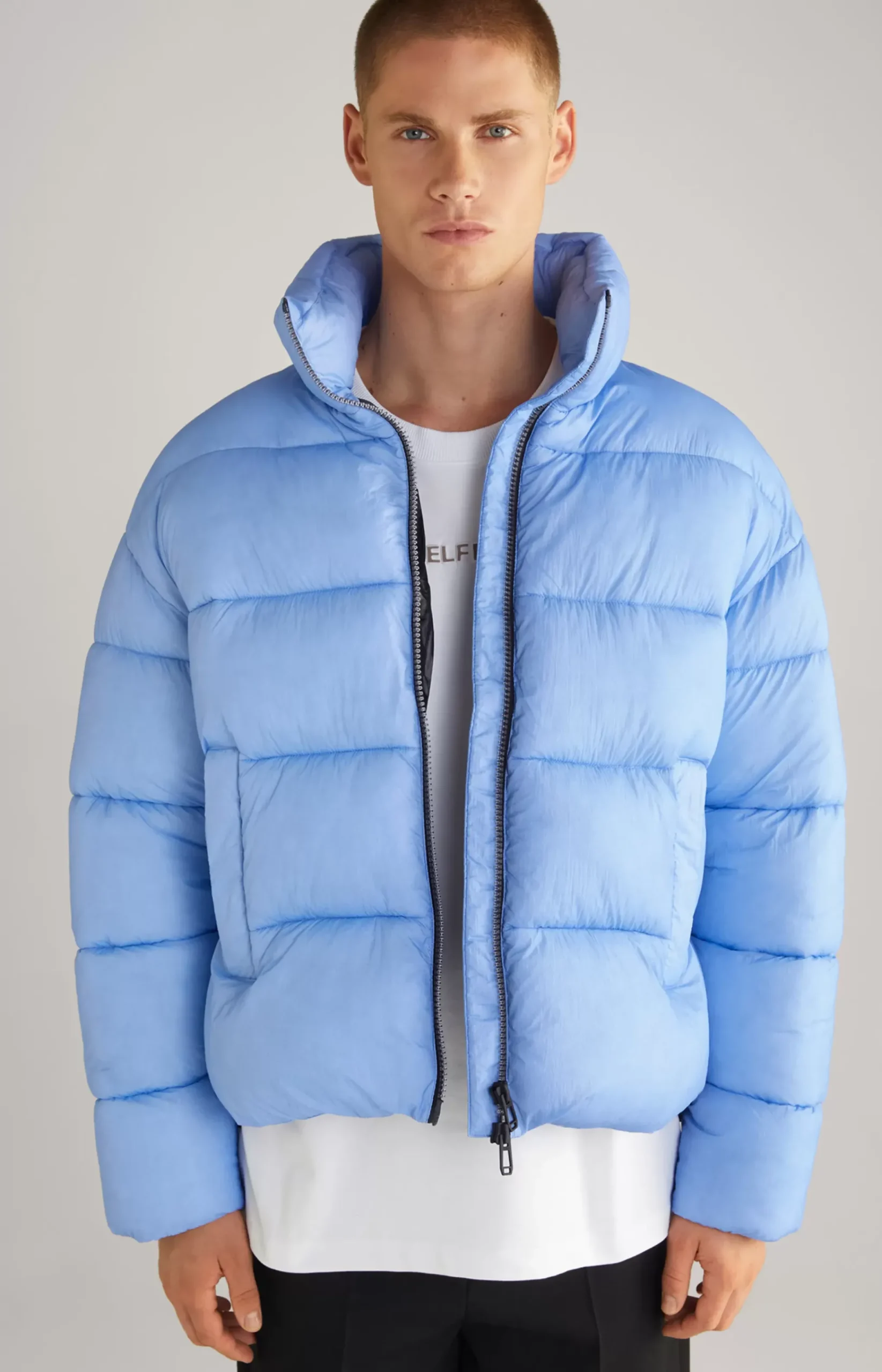 Unisex Quilted Jacket in Light Blue