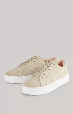 Velluto Stampa New Daphne Trainers in Beige