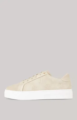 Velluto Stampa New Daphne Trainers in Beige