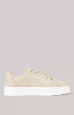 Velluto Stampa New Daphne Trainers in Beige