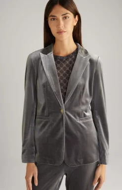 Velvet Blazer in Grey