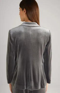 Velvet Blazer in Grey