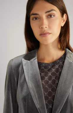 Velvet Blazer in Grey
