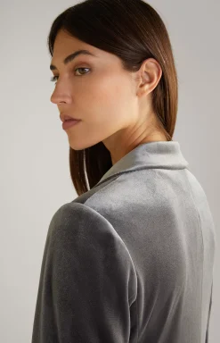 Velvet Blazer in Grey