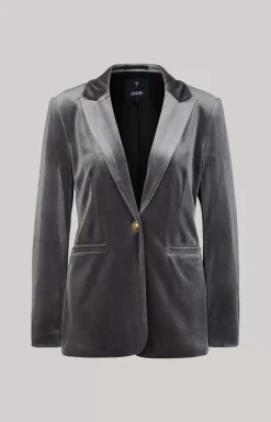 Velvet Blazer in Grey