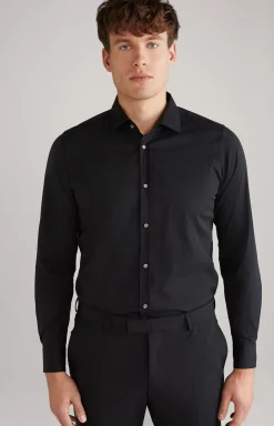 Victor Stretch Cotton Shirt in Black