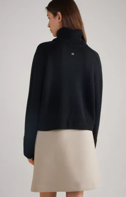 Virgin Wool Blend Knitted Jumper in Black