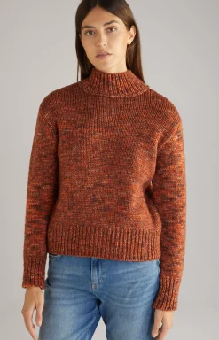 Virgin Wool Knitted Sweater in Orange Marl