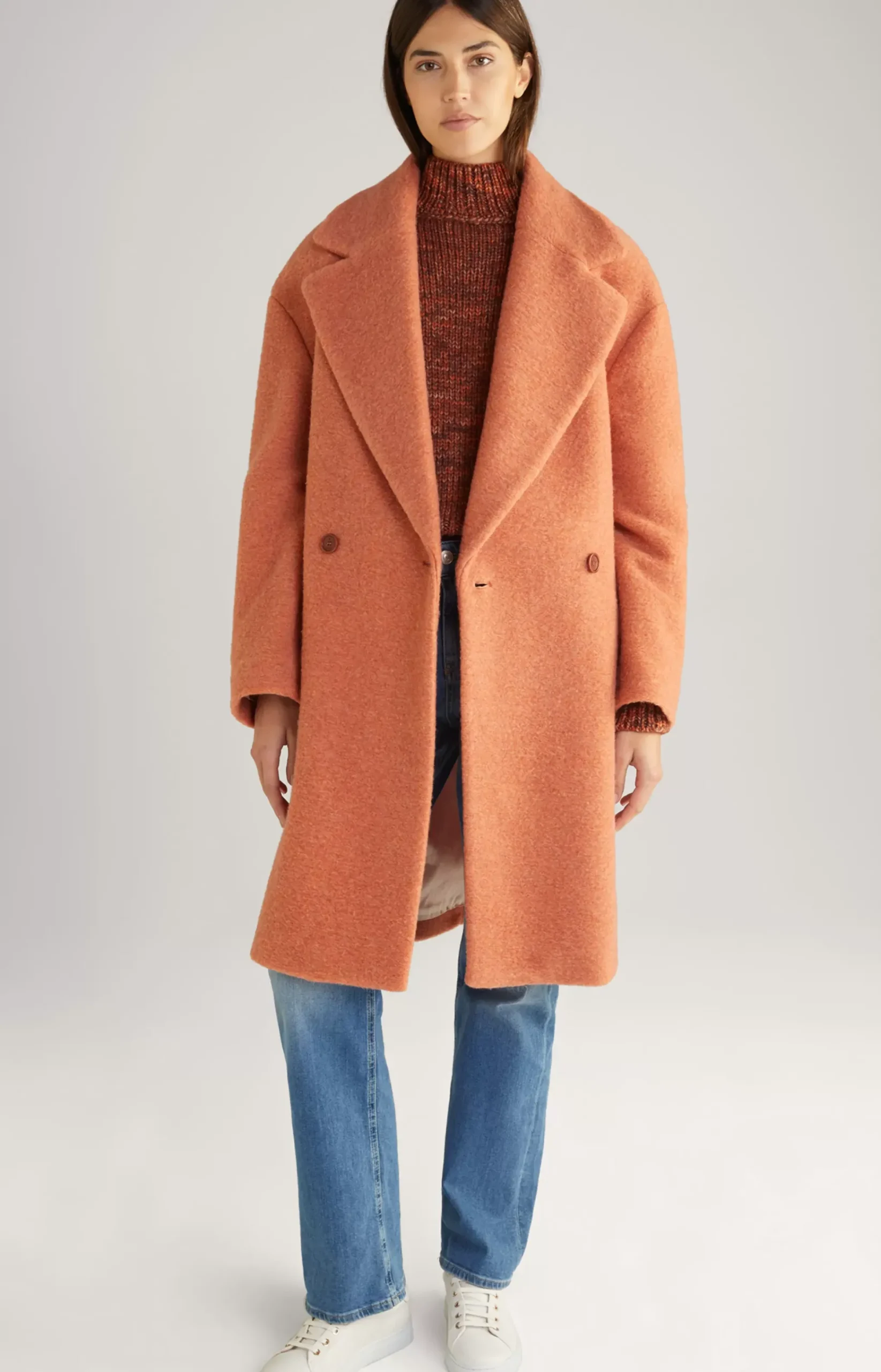 Virgin Wool Knitted Sweater in Orange Marl