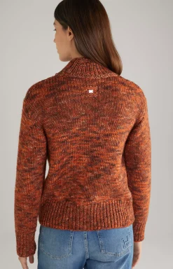 Virgin Wool Knitted Sweater in Orange Marl