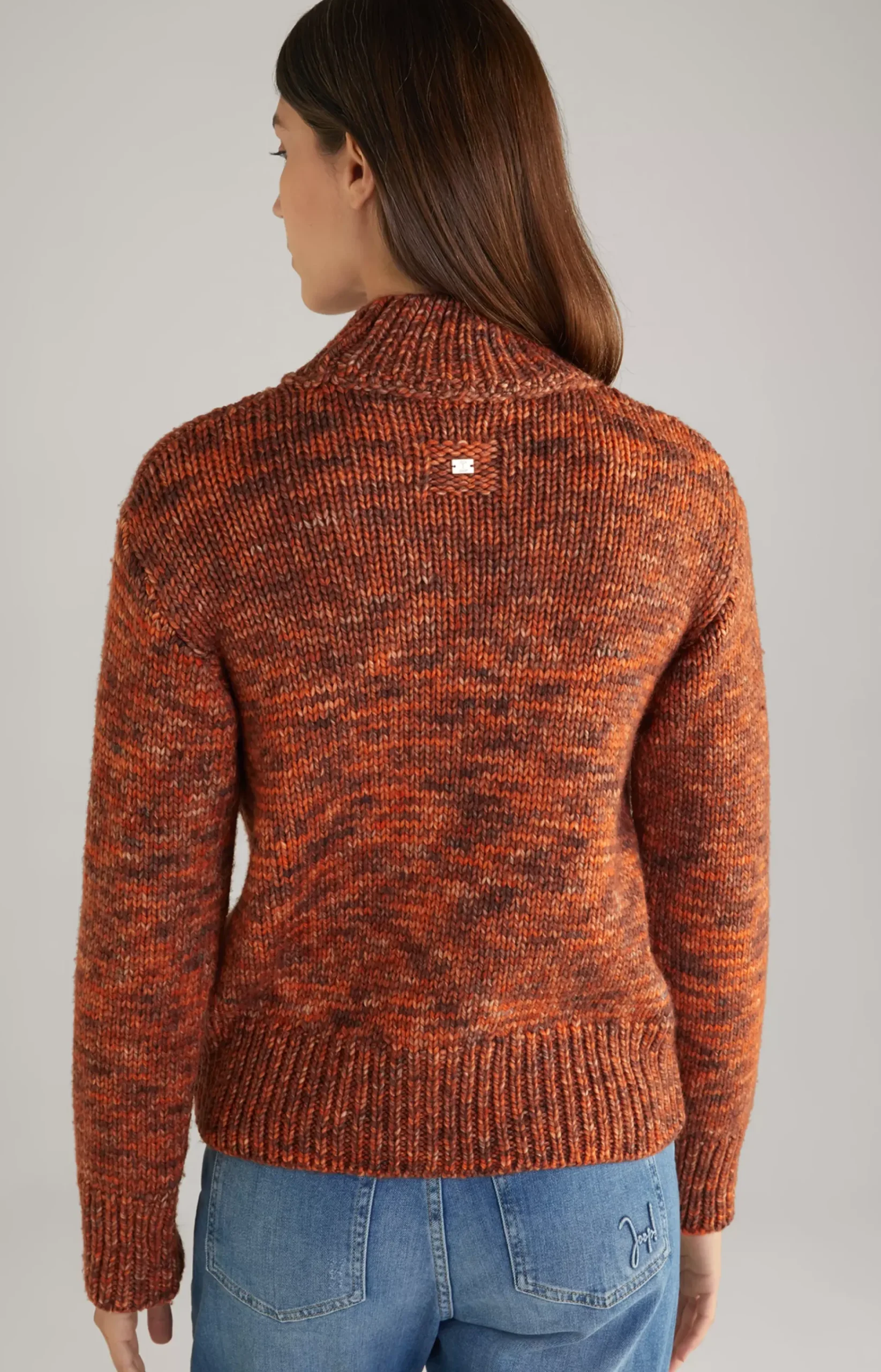 Virgin Wool Knitted Sweater in Orange Marl