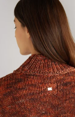Virgin Wool Knitted Sweater in Orange Marl
