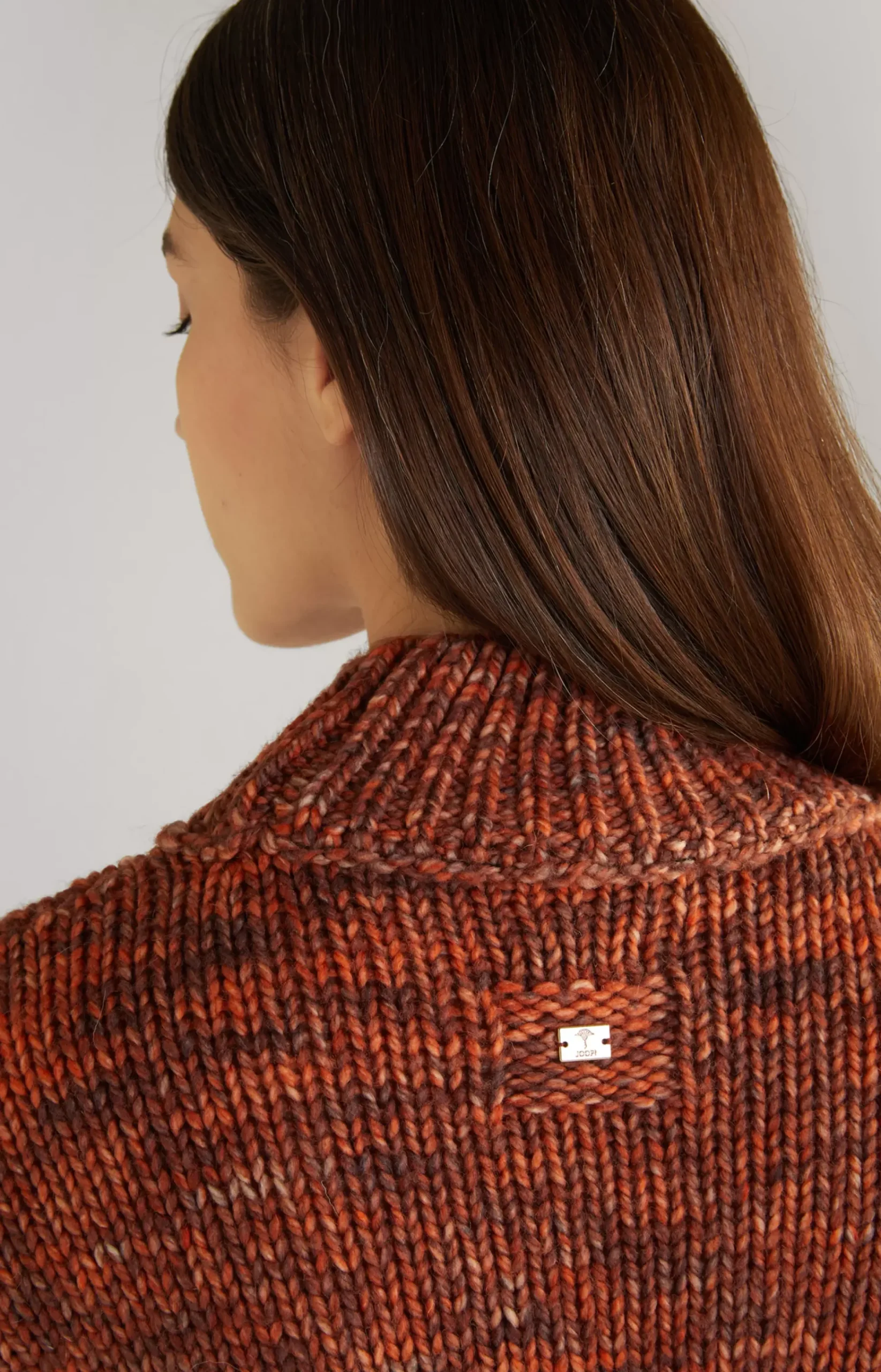 Virgin Wool Knitted Sweater in Orange Marl