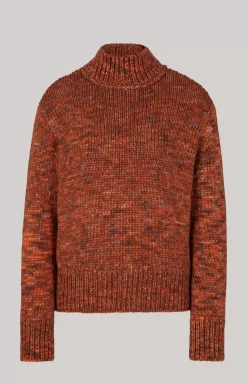 Virgin Wool Knitted Sweater in Orange Marl