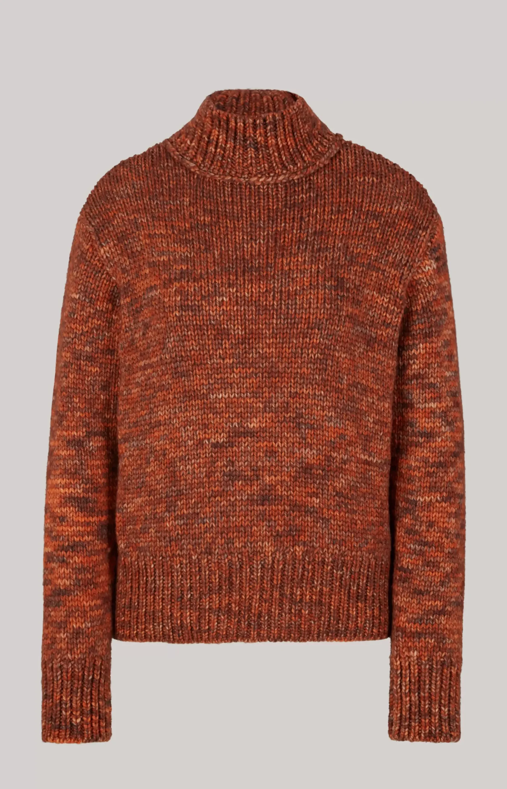 Virgin Wool Knitted Sweater in Orange Marl