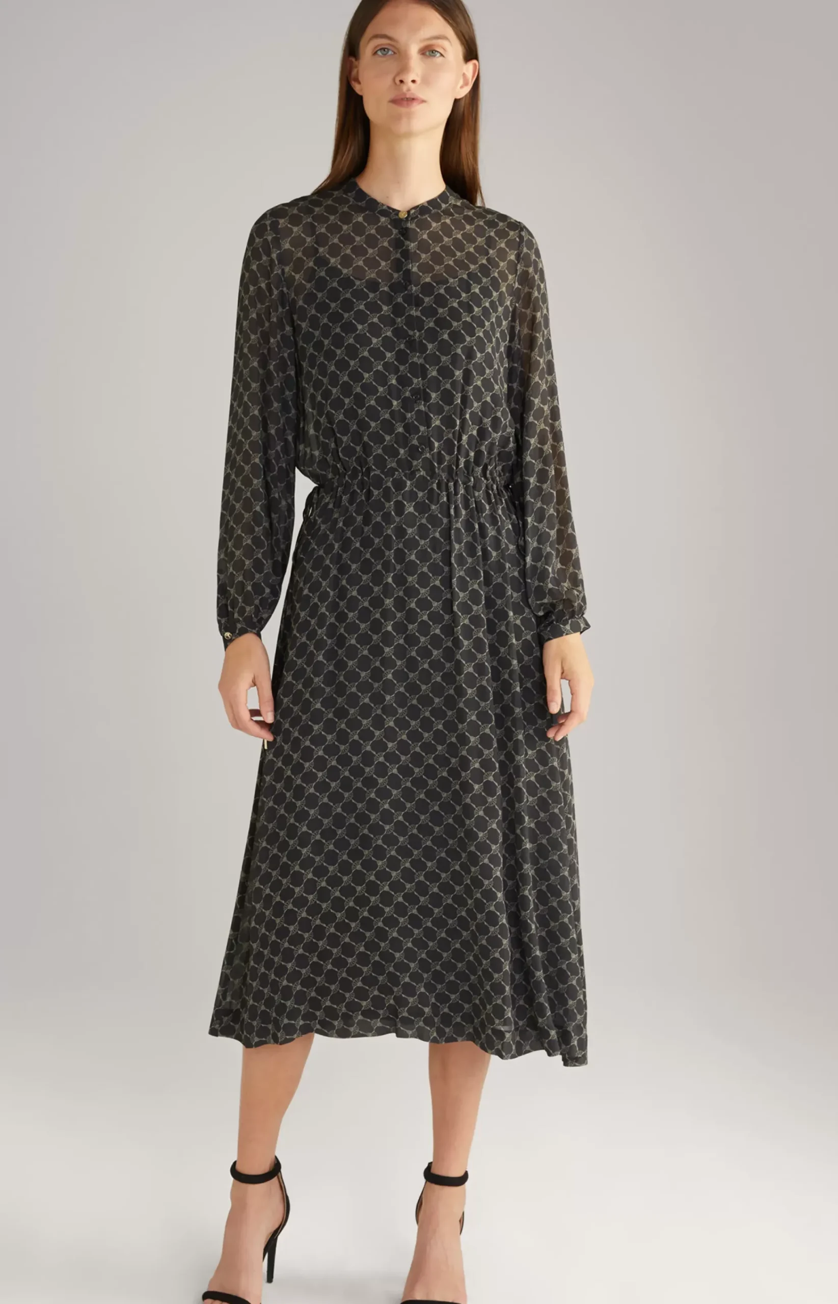 Viscose Maxi Dress in a Black/Grey Pattern