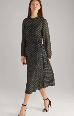 Viscose Maxi Dress in a Black/Grey Pattern