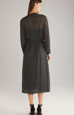 Viscose Maxi Dress in a Black/Grey Pattern
