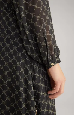 Viscose Maxi Dress in a Black/Grey Pattern