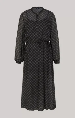 Viscose Maxi Dress in a Black/Grey Pattern