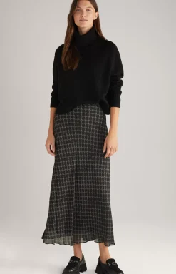 Viscose Skirt in a Black/Beige Pattern