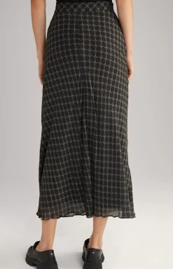 Viscose Skirt in a Black/Beige Pattern