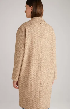 Wool Blend Coat in Brown/Ecru