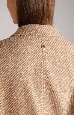 Wool Blend Coat in Brown/Ecru
