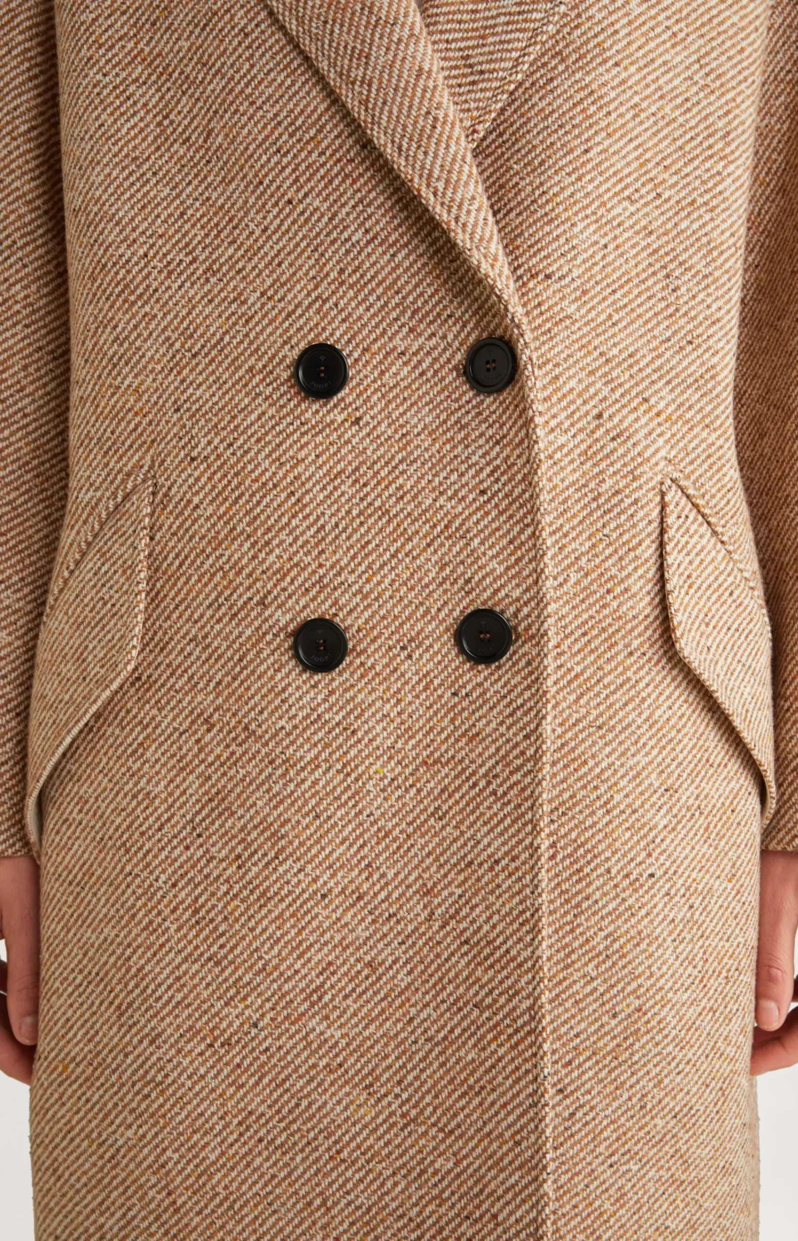 Wool Blend Coat in Brown/Ecru