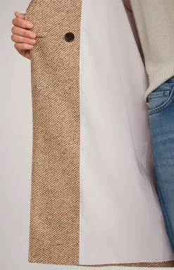 Wool Blend Coat in Brown/Ecru