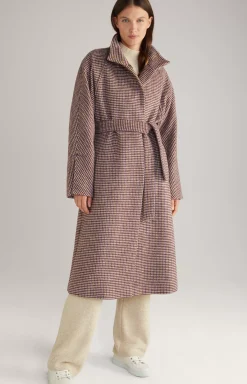 Wool Blend Coat in Ecru/Purple