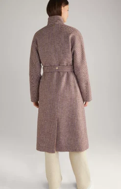 Wool Blend Coat in Ecru/Purple
