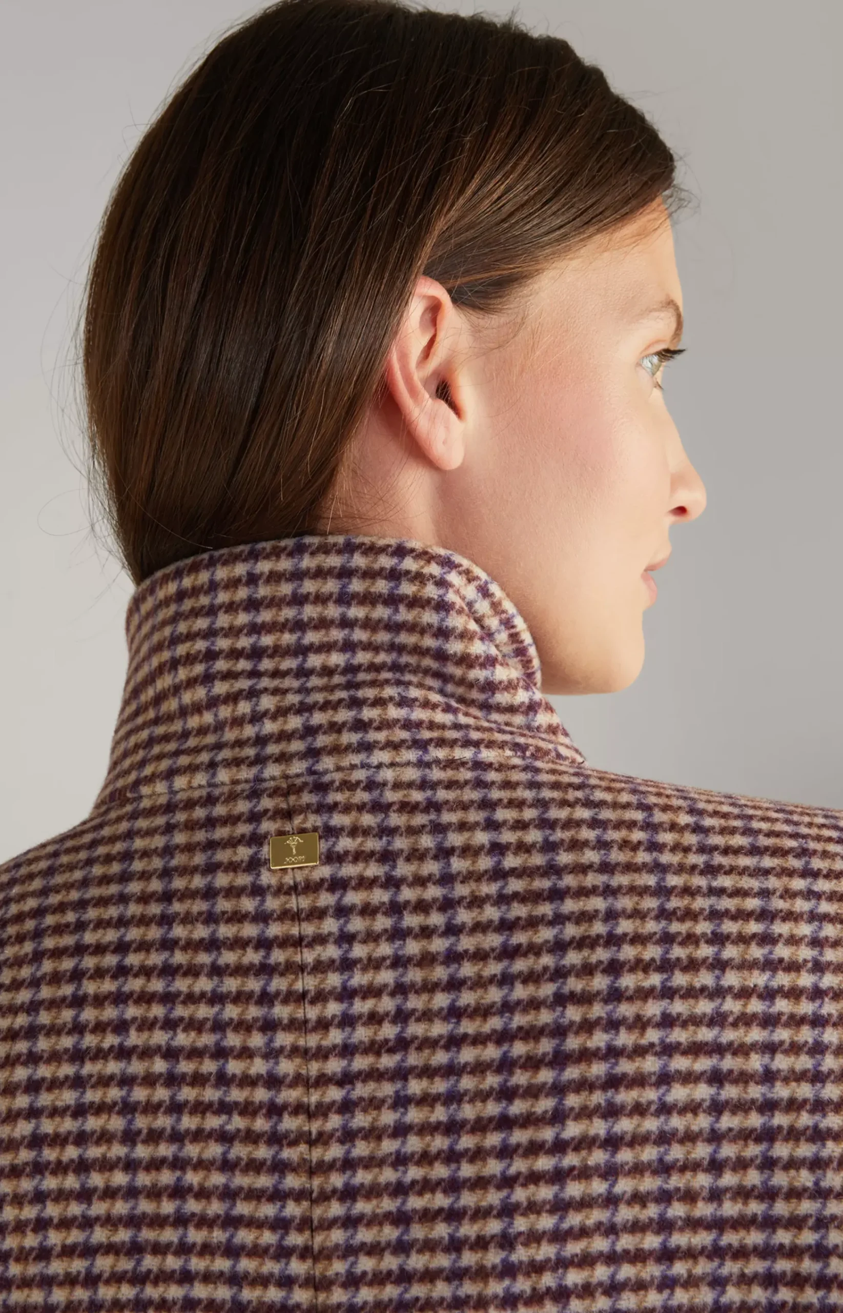 Wool Blend Coat in Ecru/Purple