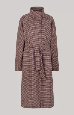 Wool Blend Coat in Ecru/Purple