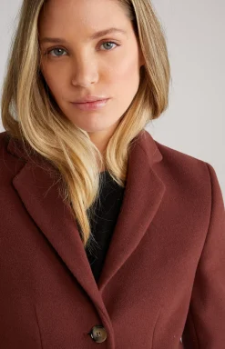 Wool Blend Coat in Reddish Brown