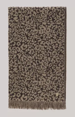 Wool Jacquard Scarf in Beige/Black