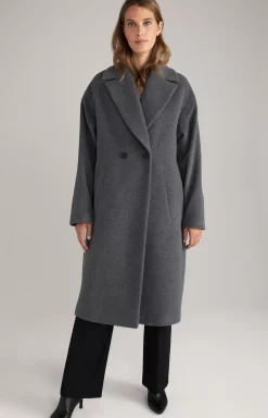 Wool Mix Coat in Grey Melange