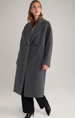Wool Mix Coat in Grey Melange