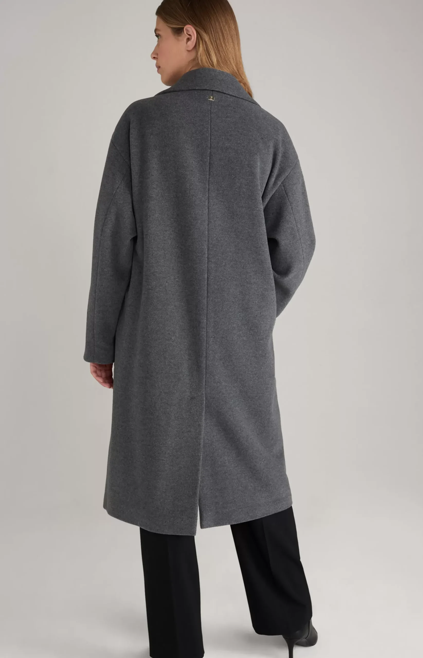 Wool Mix Coat in Grey Melange