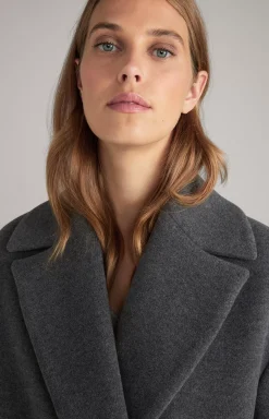 Wool Mix Coat in Grey Melange
