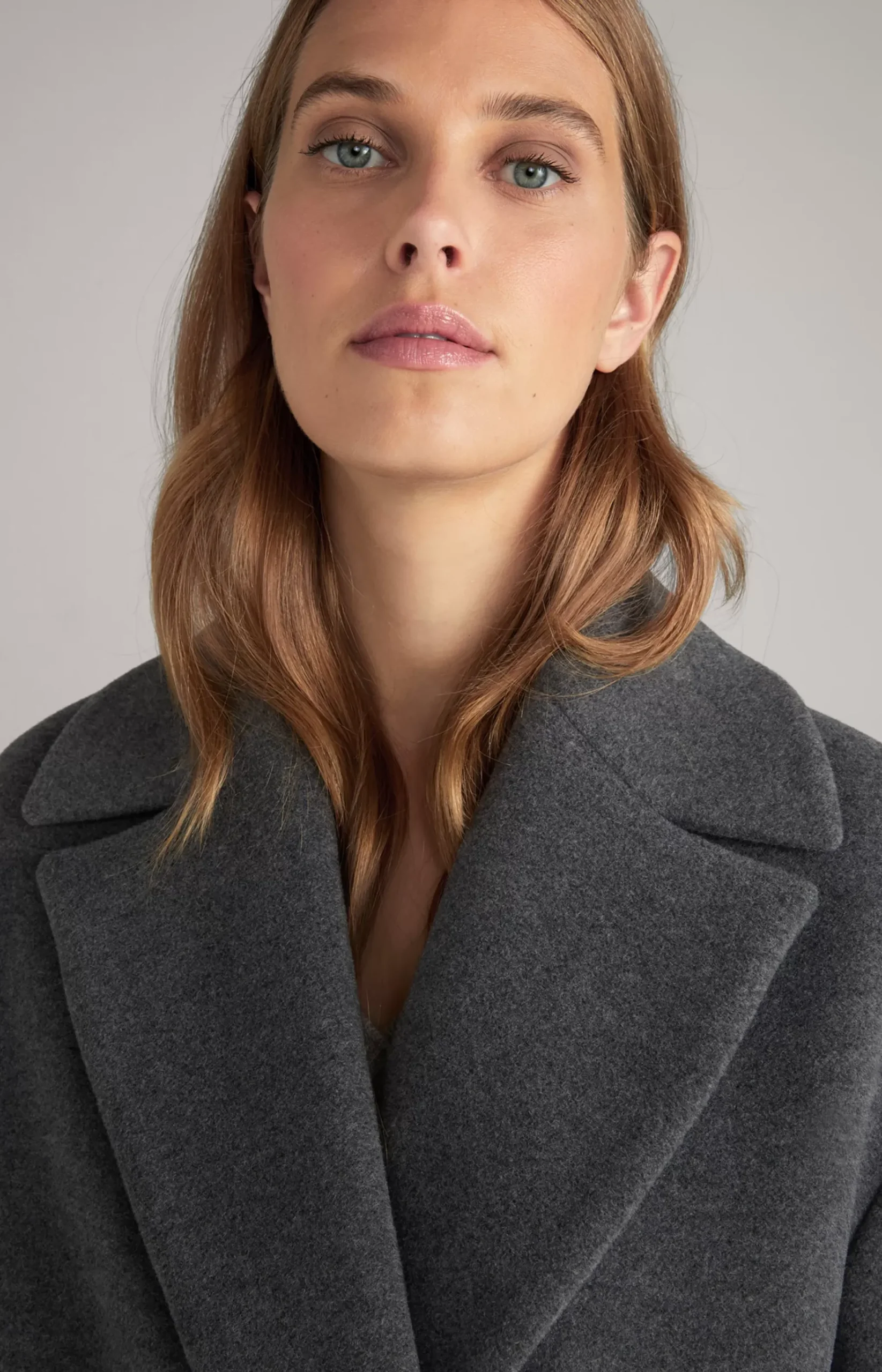 Wool Mix Coat in Grey Melange