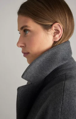 Wool Mix Coat in Grey Melange